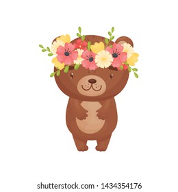 Cute cartoon bear. Vector illustration on white background.