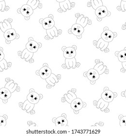 Cute cartoon bear. Vector illustration for children. Seamless pattern.