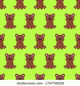 Un lindo oso de caricaturas. Ilustración vectorial para niños. Patrón sin foco.