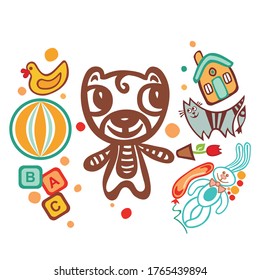 Un lindo oso de caricaturas. Ilustración del vector