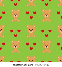 Cute cartoon bear. Vector illustration. Seamless pattern.