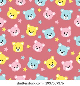 Cute cartoon bear. Vector illustration. Seamless pattern.