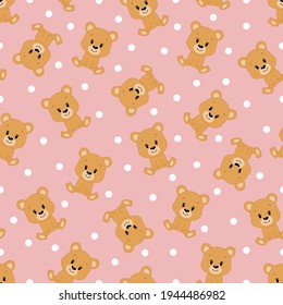 Cute cartoon bear. Vector illustration. Seamless pattern.