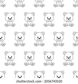Cute cartoon bear. Vector illustration. Seamless pattern.	