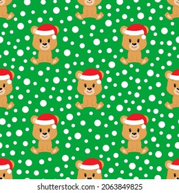 Cute cartoon bear. Vector illustration. Seamless pattern. Christmas.	