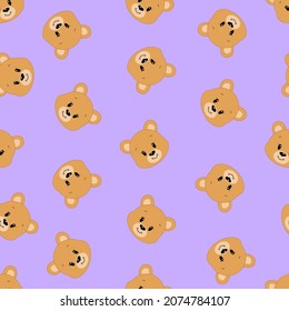 Cute cartoon bear. Vector illustration. Seamless pattern.