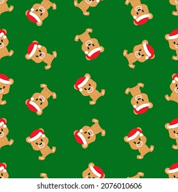 Un lindo oso de caricaturas. Ilustración vectorial. Patrón sin foco. Navidad.