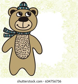 Cute cartoon bear. Vector illustration.