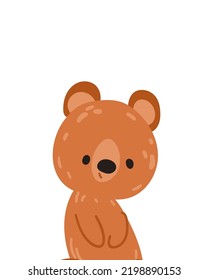 Cute cartoon bear. Vector print for children room, fabric, paper, greeting card, postcard, card, t shirt, poster, textile. Vector illustration