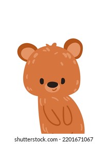 Cute cartoon bear. Vector print for children room, fabric, paper, greeting card, postcard, card, t shirt, poster, textile. Vector illustration