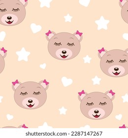 Cute cartoon bears seamless pattern.
