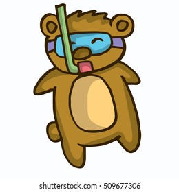 Cute cartoon beaver diving vector