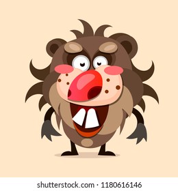 cute cartoon beaver in flat style on background