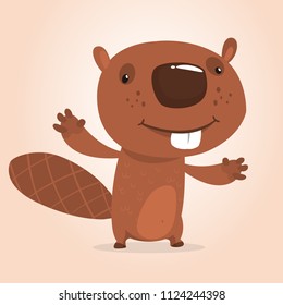 Cute cartoon beaver. Vector illustrated. Design for print, sticker, decoration or children book
