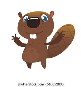 Cute cartoon beaver. Vector illustrated icon of a beaver