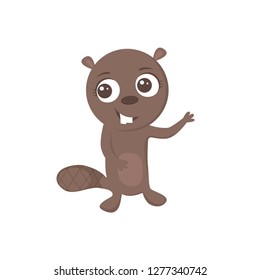 Cute cartoon beaver. Vector illustration. 