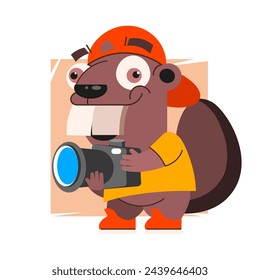 Cute cartoon beaver. Vector illustration with simple gradients. All in a single layer.