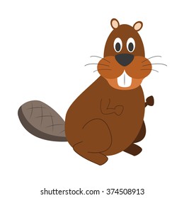 Cute cartoon beaver vector illustration
