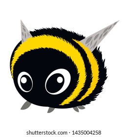 Cute cartoon bee with big eyes. Vector hand drawn.  