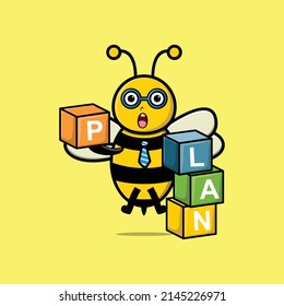 Cute Cartoon Biene Business-Mann-Paket-Box in 3D-modernes Design