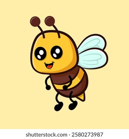 Cute cartoon bee character flying