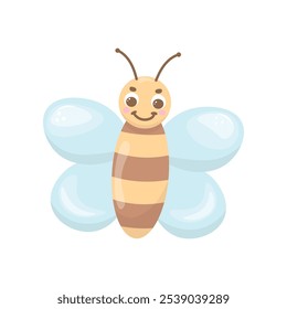 Cute cartoon bee in color. Colorful isolated vector illustration hand drawn. Stock isolated clipart on a white background. Simple vector icon
