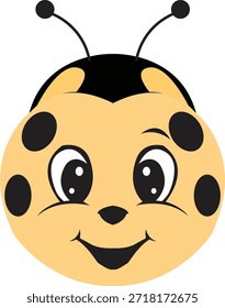 Rosto bonito de abelha de desenho animado com olhos grandes e um sorriso