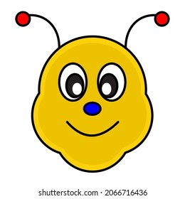 Cute cartoon Bee Face icon.vector illustration