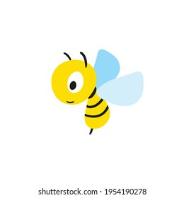 Cute cartoon bee flying vector, icon on a white background
