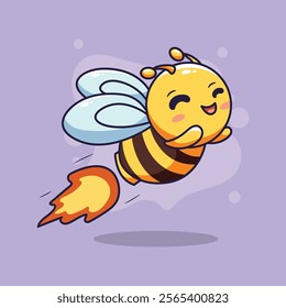 Cute cartoon bee flying. Vector illustration of a cute cartoon bee.	