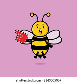 Cute Cartoon Bee with foam finger glove in modern design