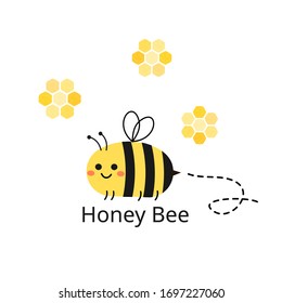 Cute Cartoon Bee Icon Honeycomb Isolated Stock Vector (Royalty Free ...