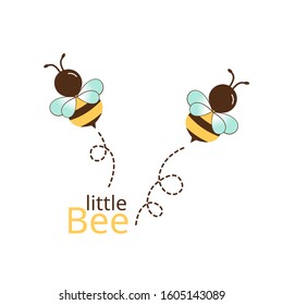 Cute cartoon bee icon isolated on white background vector illustration. 