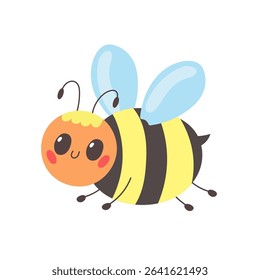 Cute cartoon bee with a smiling face and chubby striped body. 
Perfect for children's books, crafts, and preschool projects.