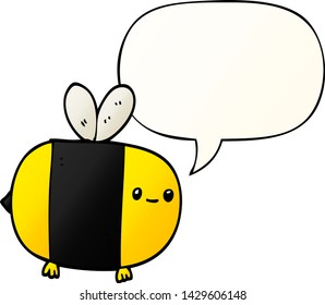cute cartoon bee with speech bubble in smooth gradient style