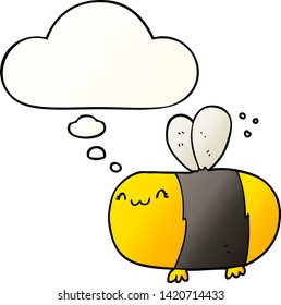 cute cartoon bee with thought bubble in smooth gradient style