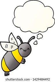 cute cartoon bee with thought bubble in smooth gradient style