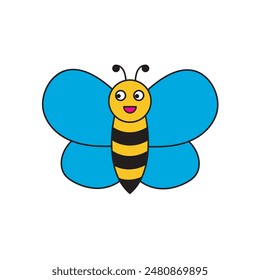 Cute cartoon bee vector clip art , doodle style , honey bee