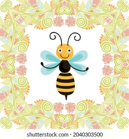 Cute cartoon bee. Vector illustration