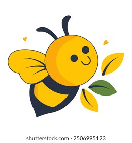 Cute cartoon bee vector illustration in flat style. Funny bees