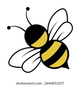 Cute Cartoon Bee Vector Illustration. This vector illustration features a delightful cartoon style bee, depicted in a simple yet expressive design.
