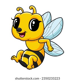 A cute cartoon bee waving