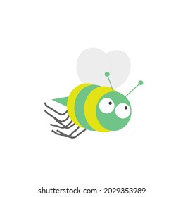 Cute cartoon bee. White background Isolated. Vector illustration