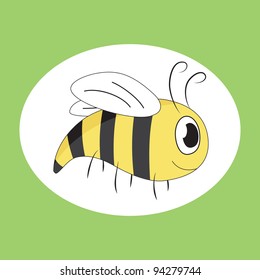 Cute cartoon bee (yellow-jacket), vector illustration