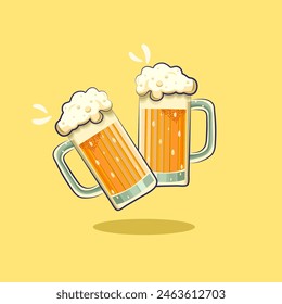 cute cartoon beer vector IIlustration for logo, elements, clipart. happy beer national