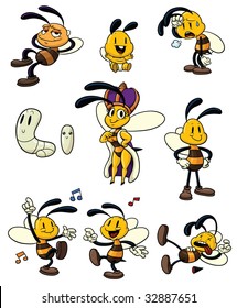 Abejas de dibujos animados. Todo en diferentes capas para una edición sencilla.