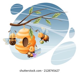 bee nest in tree cartoon