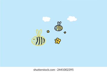 Lindo patrón de abejas de dibujos animados para los estampados de los niños en la ropa, papelería, papel. Patrón de impresión para niños. Ilustración de abejas vector de textura. Abejas divertidas impresión de arte para los niños. Arte de diseño.