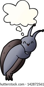 cute cartoon beetle with thought bubble in smooth gradient style