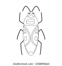 Cute cartoon beetle vector illustration isolated on white background. Outline bug vector.